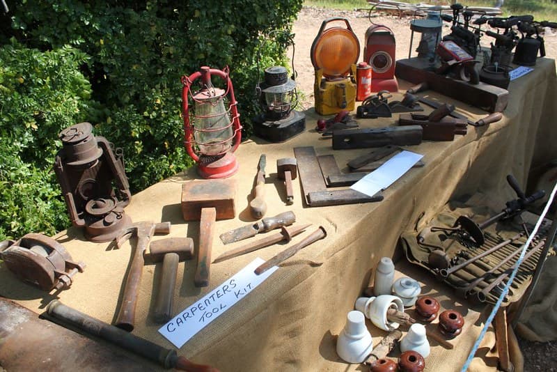 Display of carpenter's tools at Bowden's Cottage