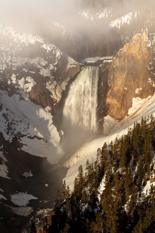 Lower Falls through the clouds (portrait)