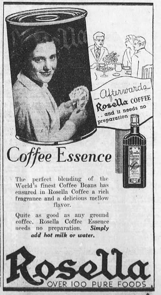 1935 advertisement for Rosella Coffee