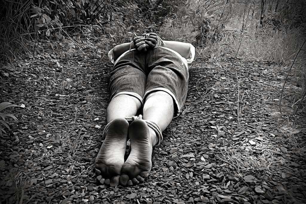 Kidnapped in forest barefoot