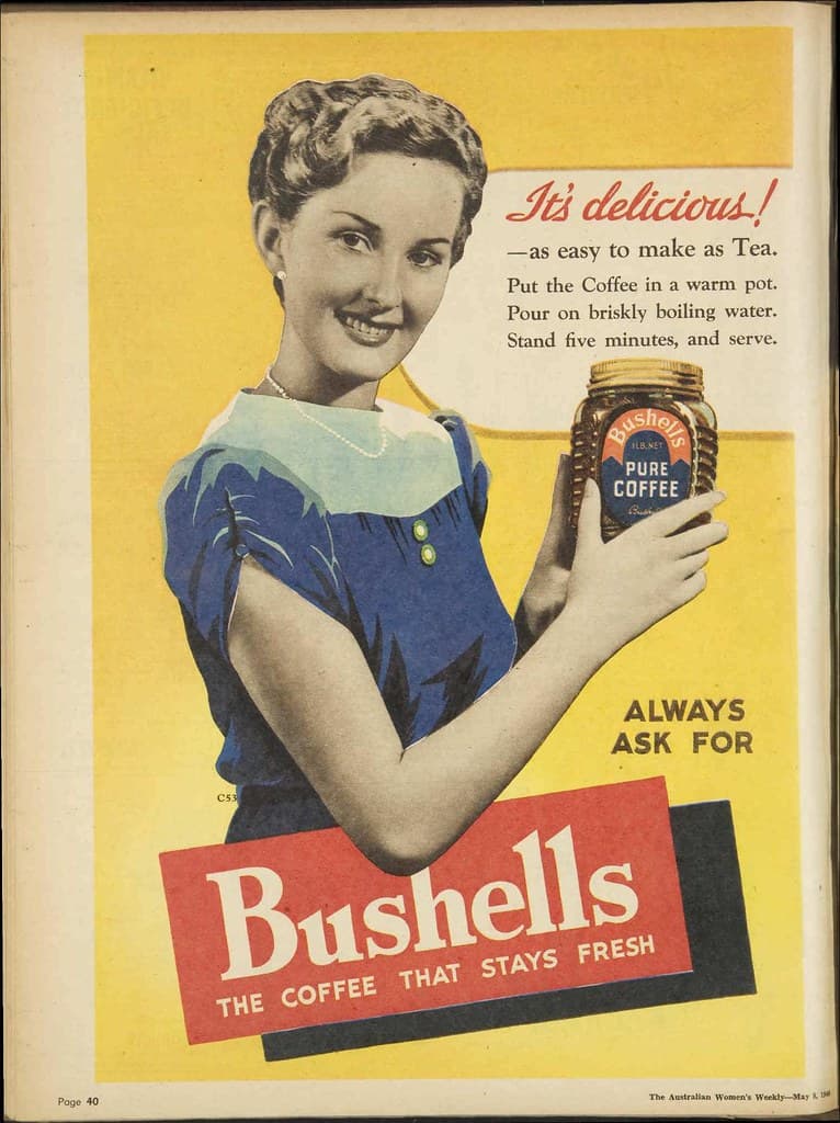1948 advertisement for Bushells coffee