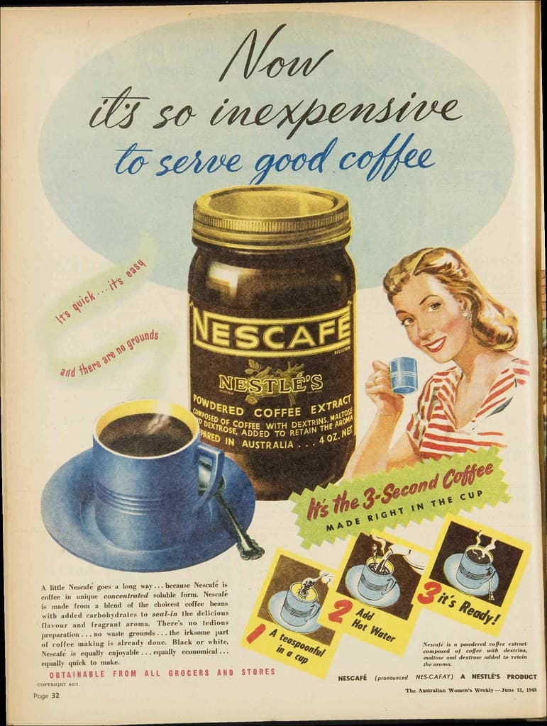 1948 advertisement for Nescafé coffee