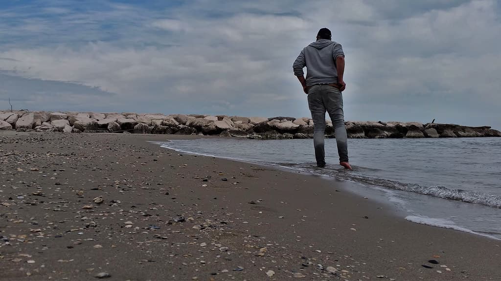 Beach walk barefoot