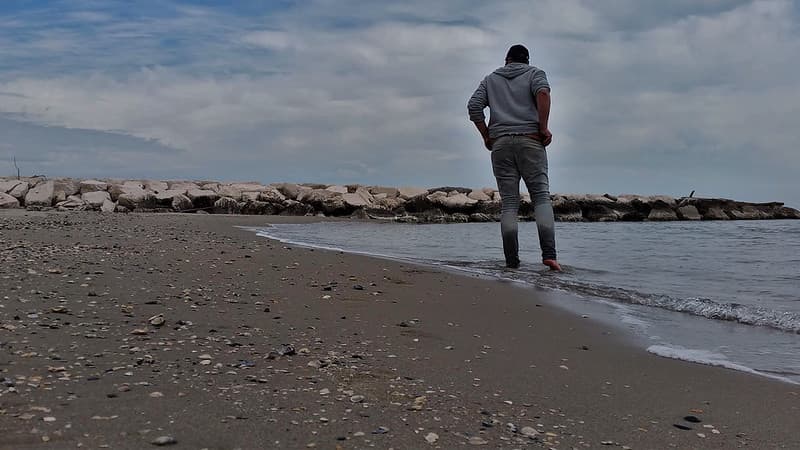 Beach walk barefoot