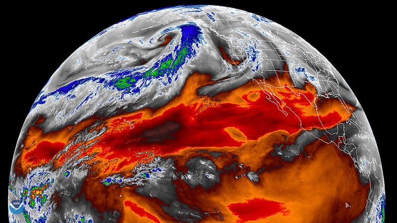 GOES West Views Atmospheric River in the Pacific Ocean