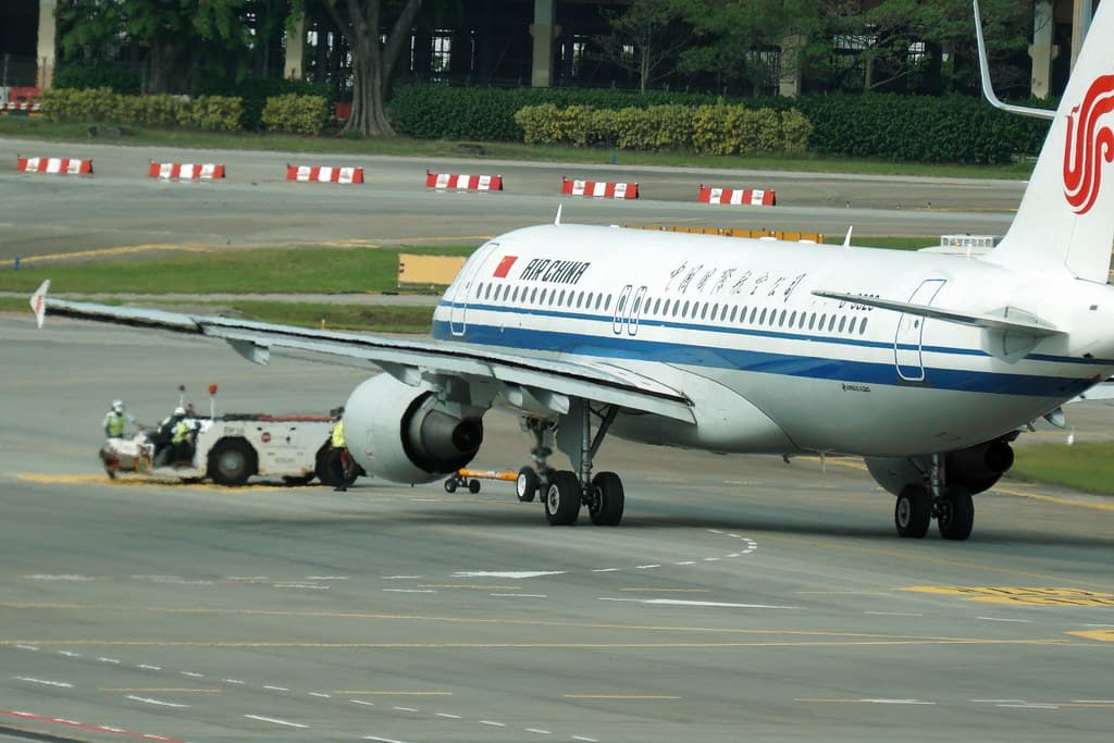 Aircraft being towed