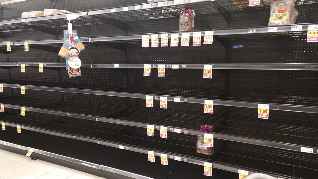 Empty bread shelves