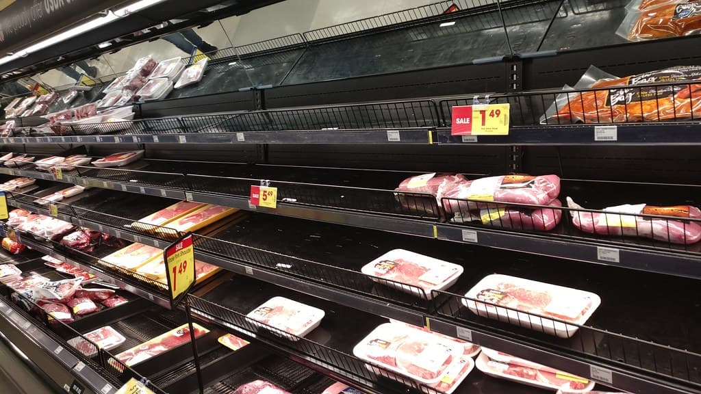 Empty ground beef shelf