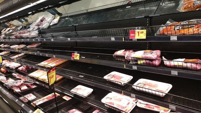Empty ground beef shelf