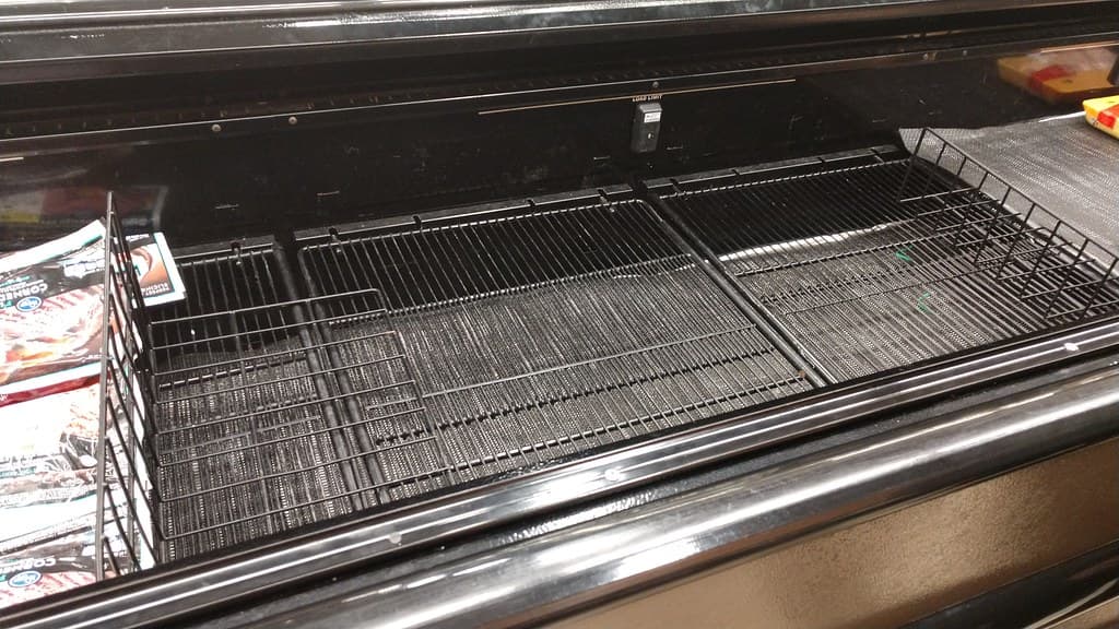 Empty meat shelf