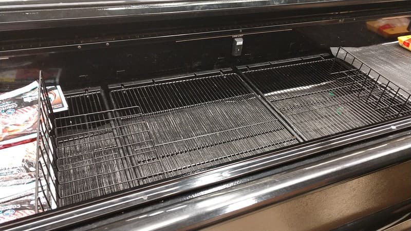 Empty meat shelf