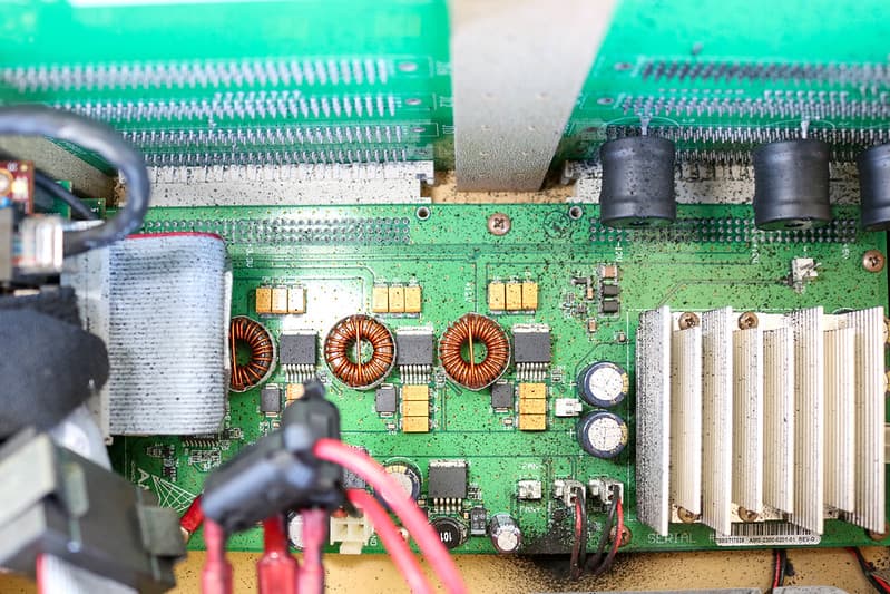 Fire damaged circuit board