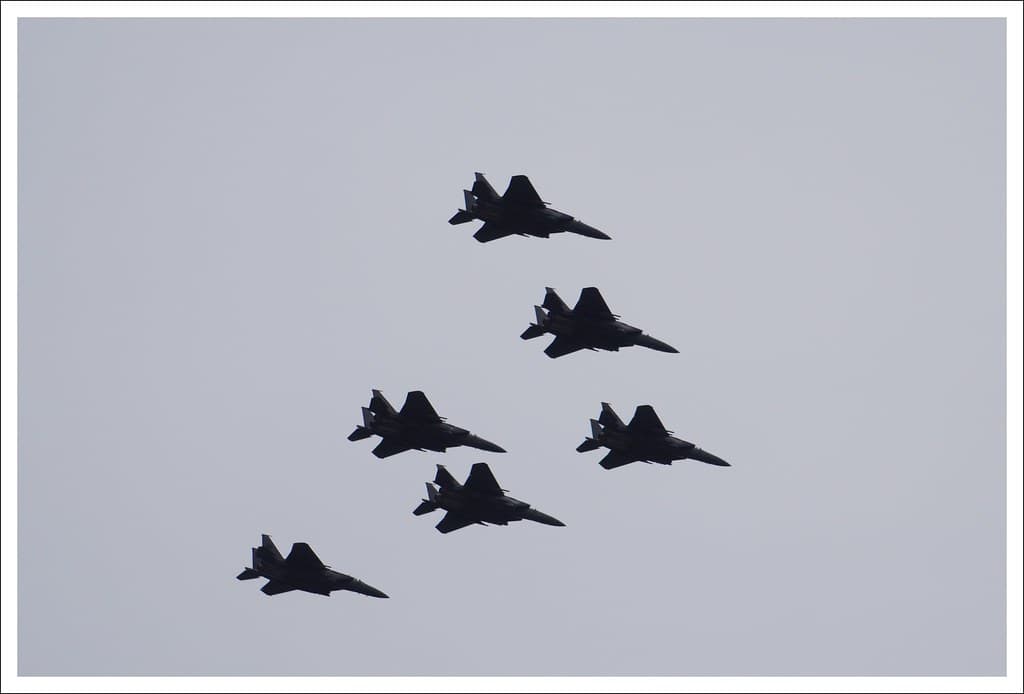 F15 aircraft in formation rehearsal