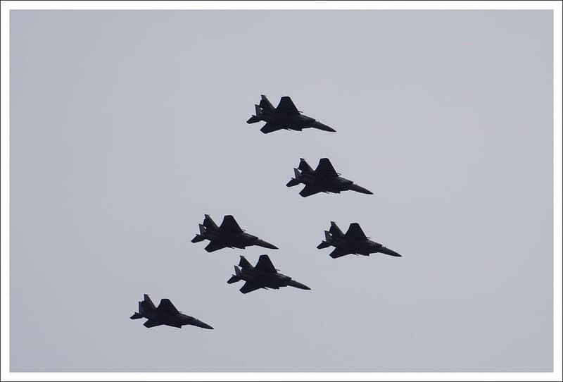 F15 aircraft in formation rehearsal