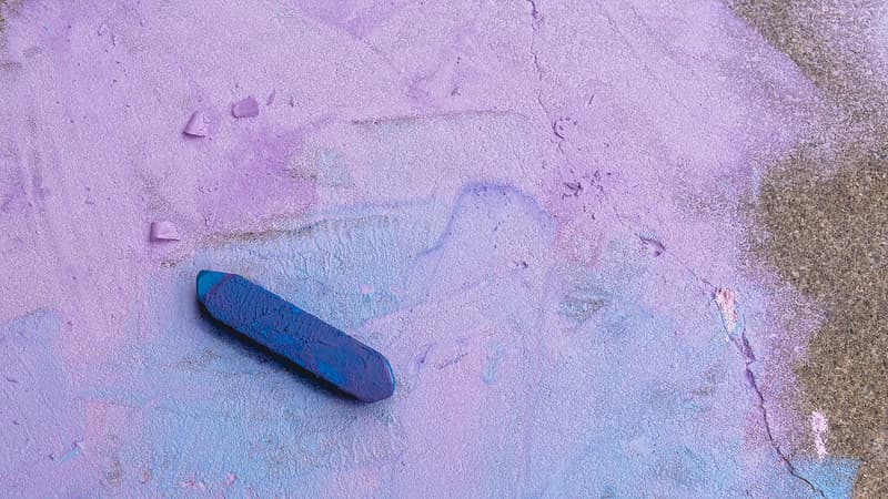 Abstract sidewalk chalk and water
