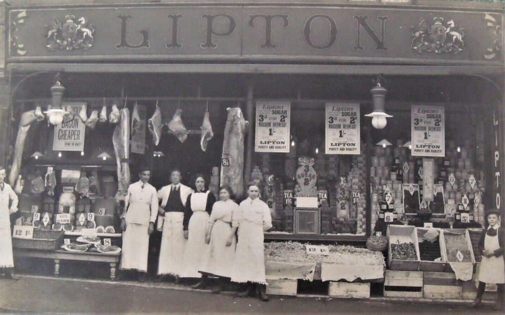 LIPTONS shop front early Real Photographic Postcard