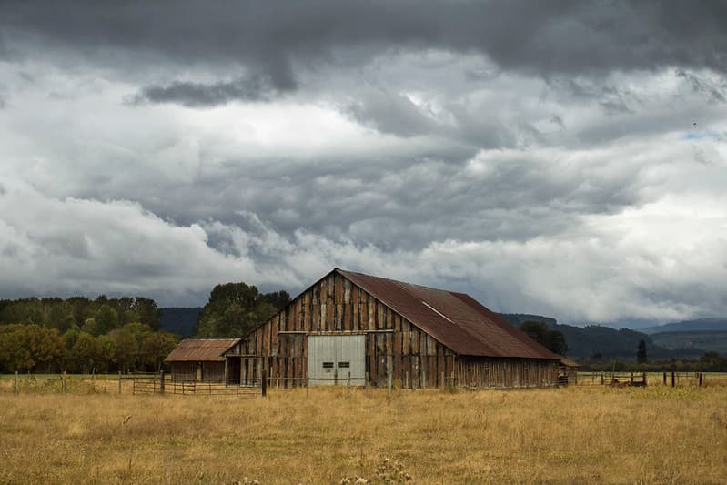 Barn and storm clouds, Willamette Valley, Oregon