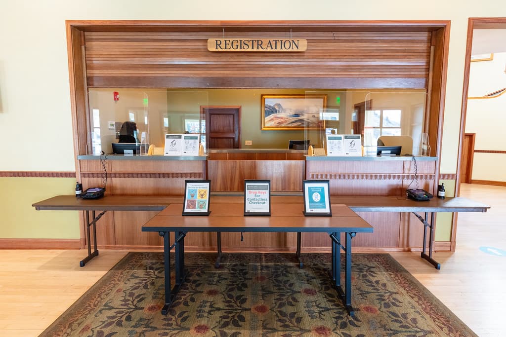 Winter modifications to Mammoth Hot Springs Hotel: registration desk