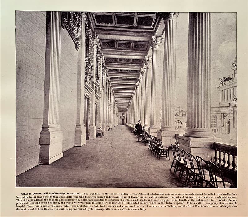 Grand Loggia of Machinery Building - Chicago World's Fair 1893
