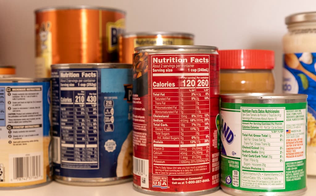 Multiple Nutrition Labels on Shelf