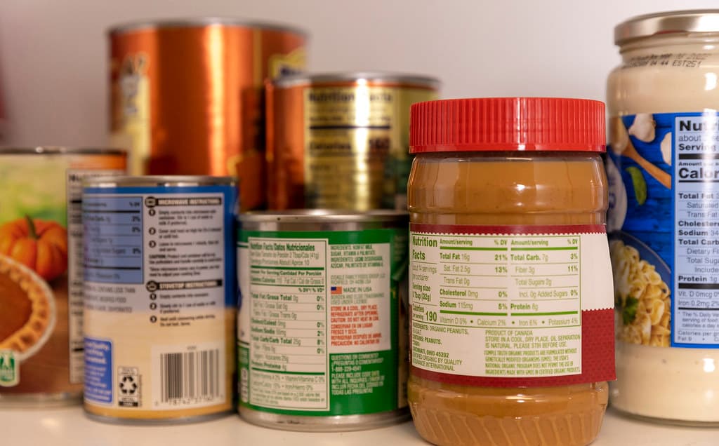 Multiple Nutrition Labels on Shelf