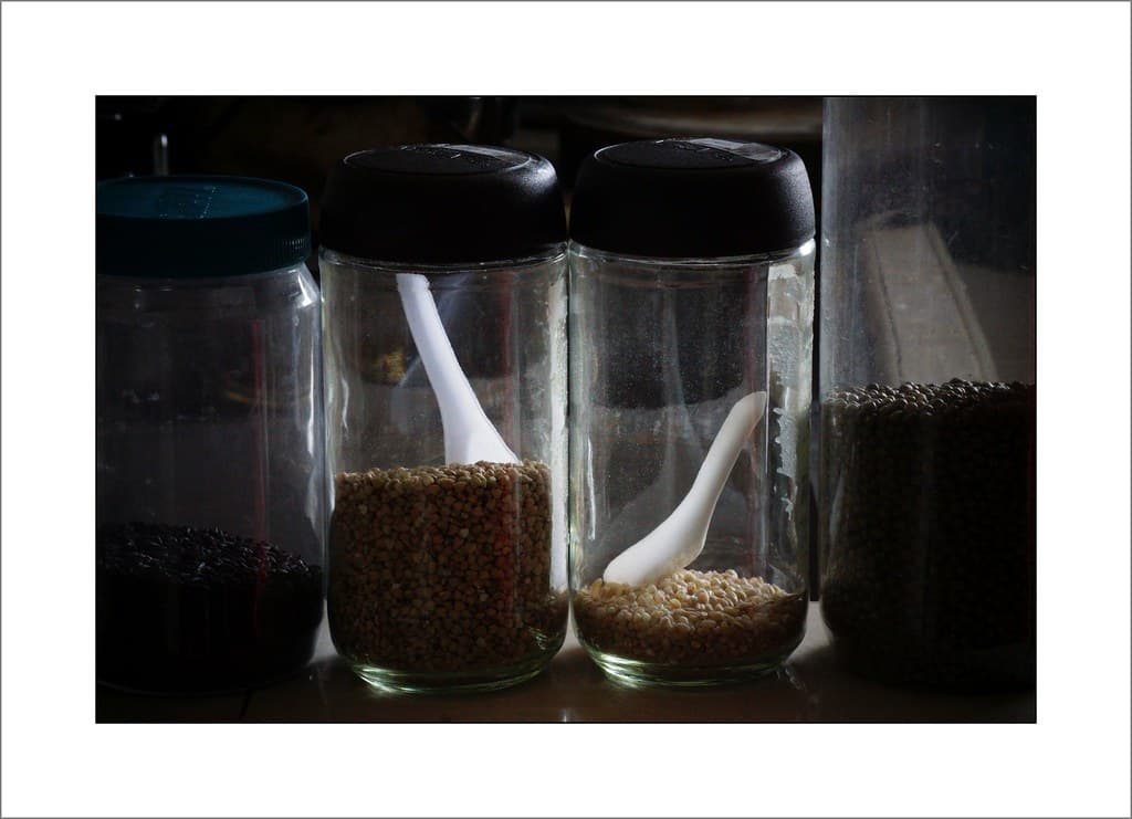 Old dried food containers
