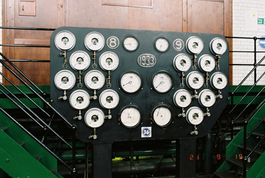 The gauge board for the two steam turbine sets