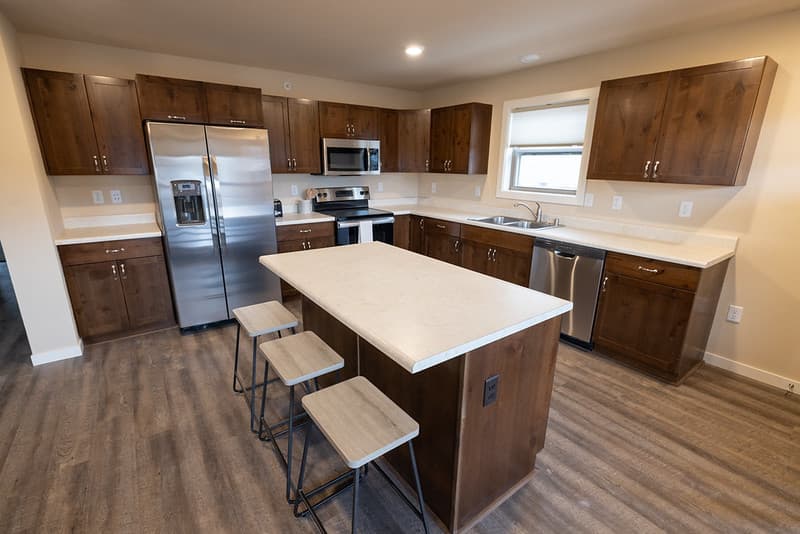 New furniture in kitchen of two-bedroom seasonal housing unit