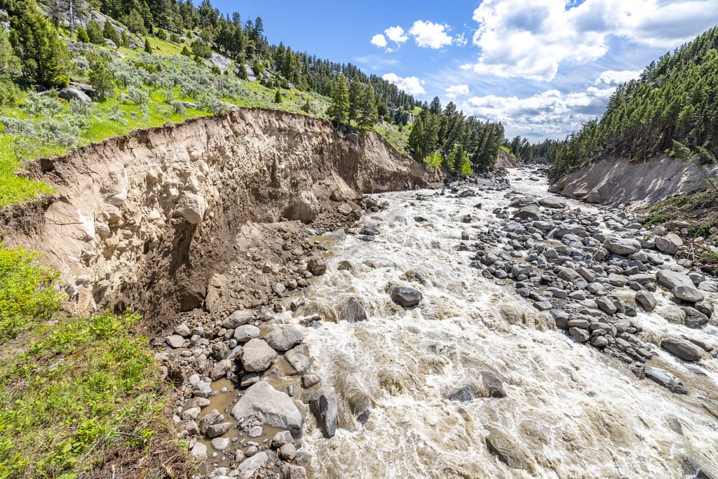 Yellowstone flood event 2022: Lamar River Canyon