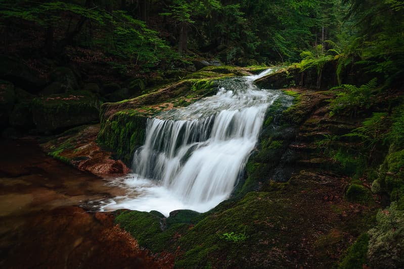 A waterfall