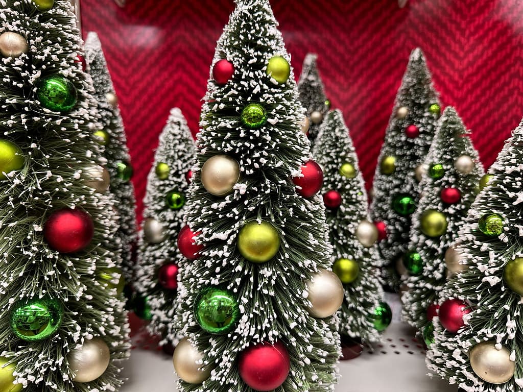 Colorful frosted Christmas tree - holiday decor
