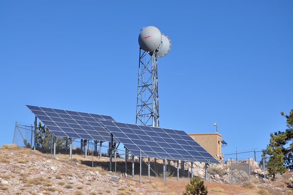 38 Solar Panels & Antenna Tower On Mount Pinos Summit