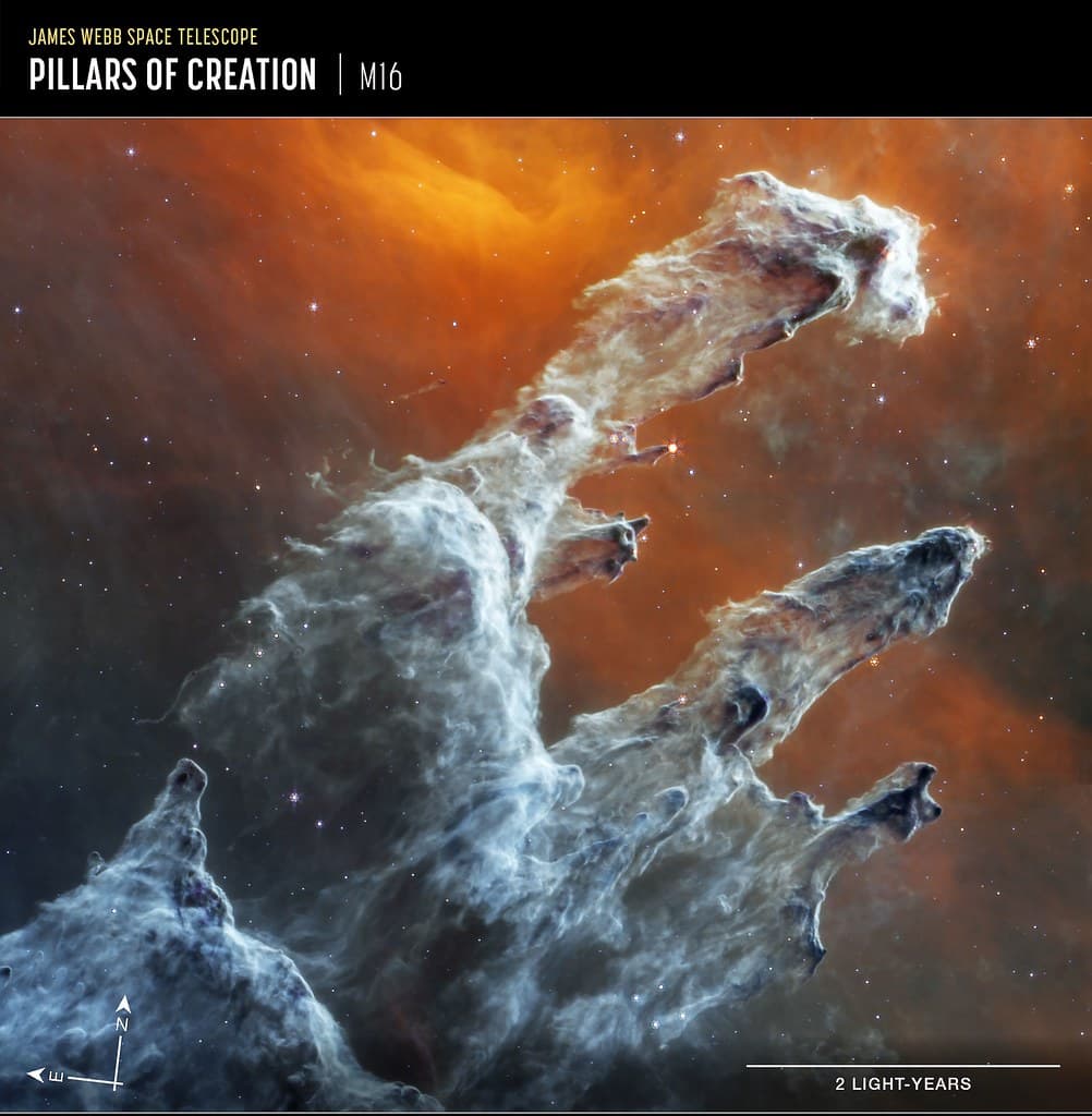 Pillars of Creation (MIRI Image) James Webb Telescope