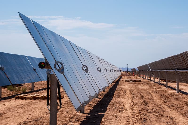 Solar panels at a White Wing Ranch construction site