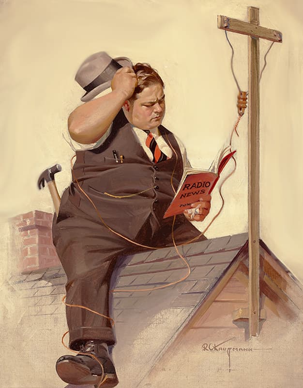 Installing a Radio Antenna -- 1925