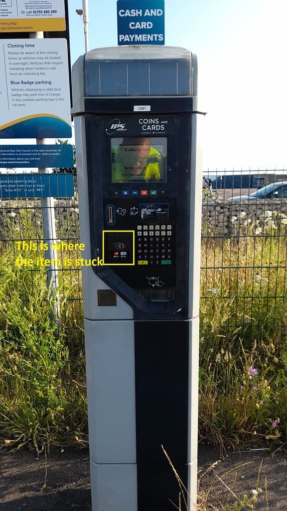 Parking machine and where the fraudulent card sensors are positioned