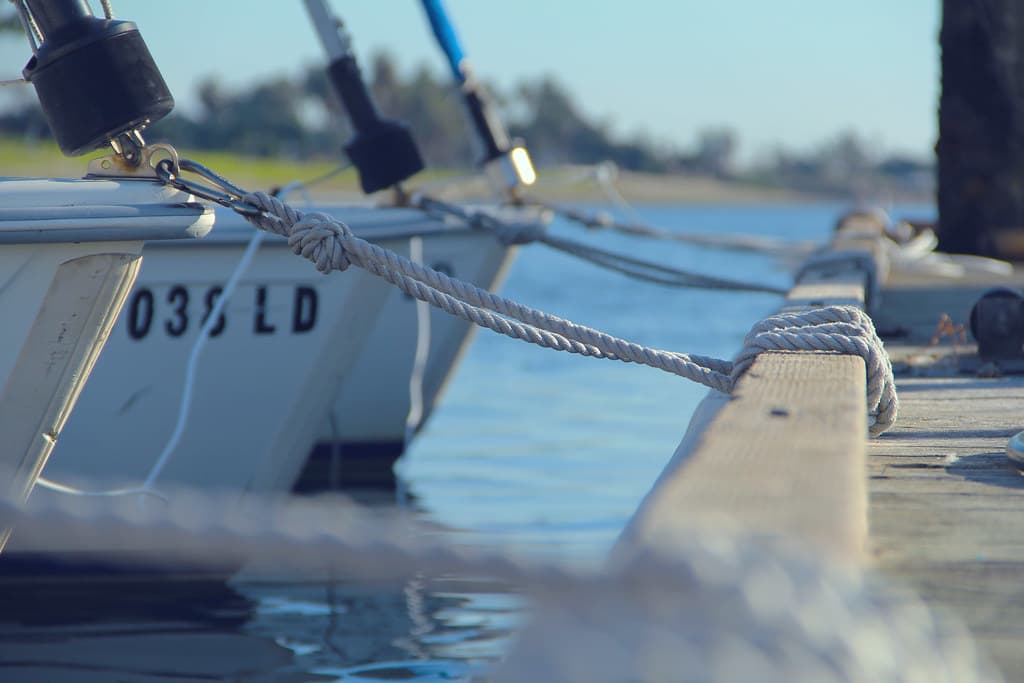 Boats with Mooring Lines on Dock