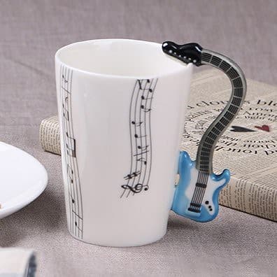Coffee, guitar, mug