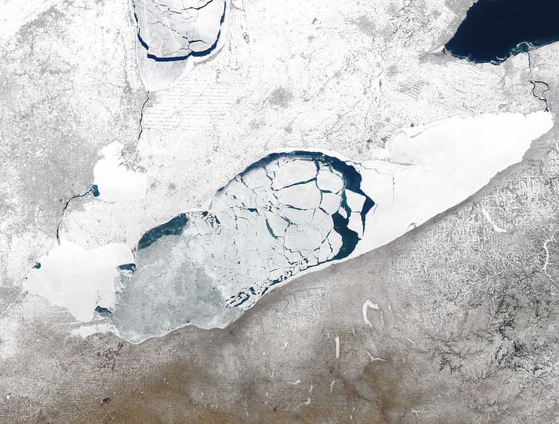 MODIS Satellite image Great Lakes ice cover