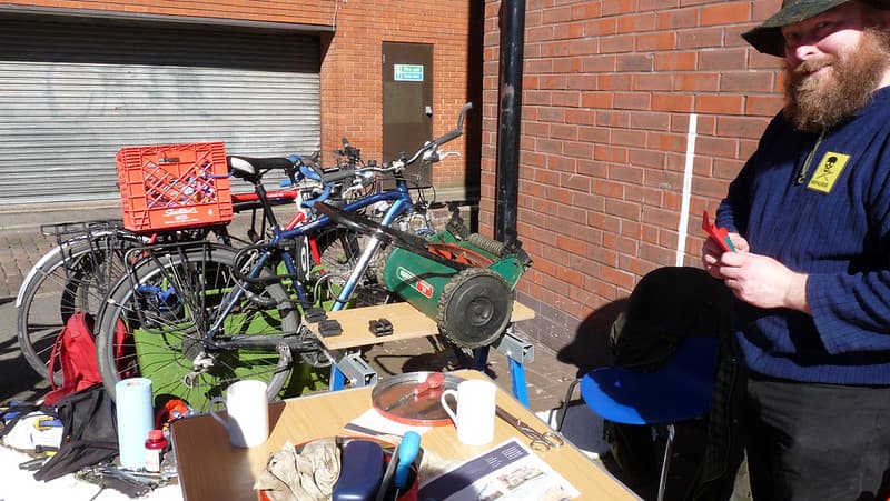 Tool repair and sharpening desk, Reading Repair Cafe