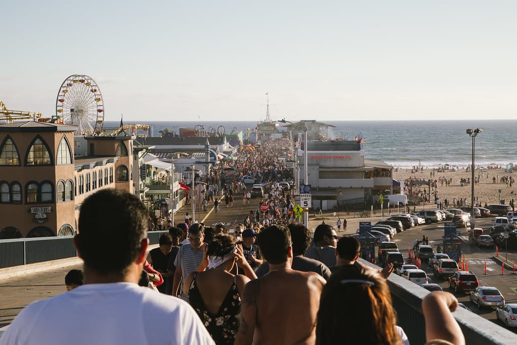 Crowd of People at Beach Carnival