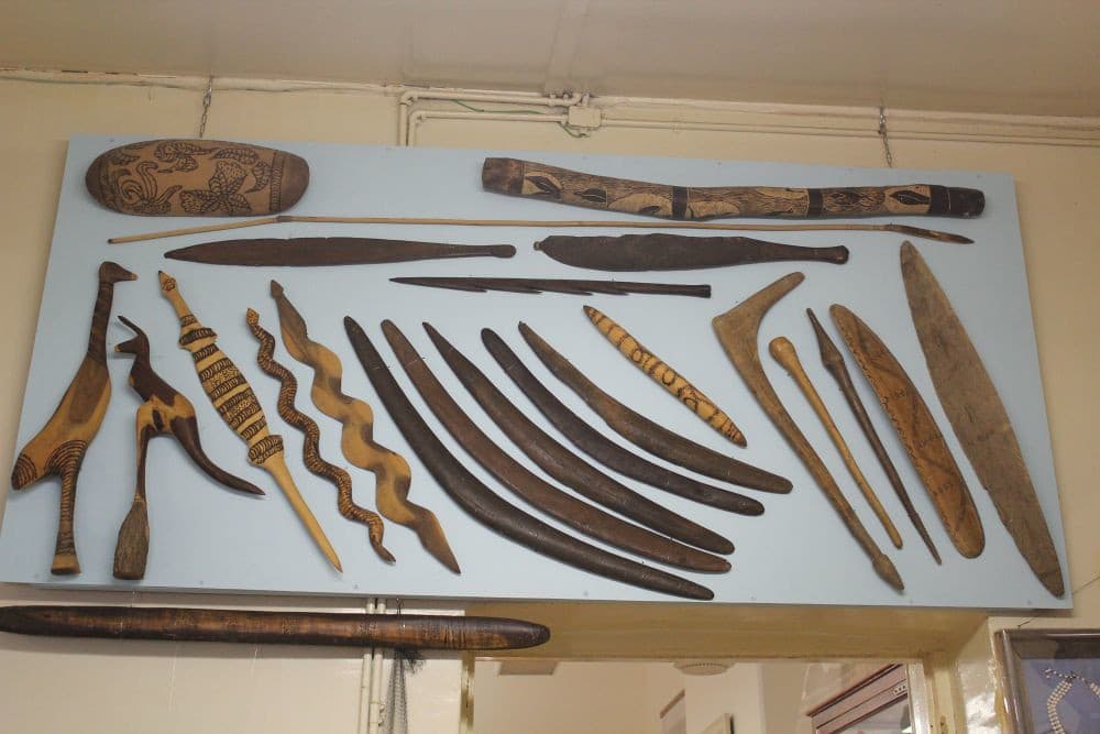 Collection of Aboriginal tools and weapons at Stansbury Museum