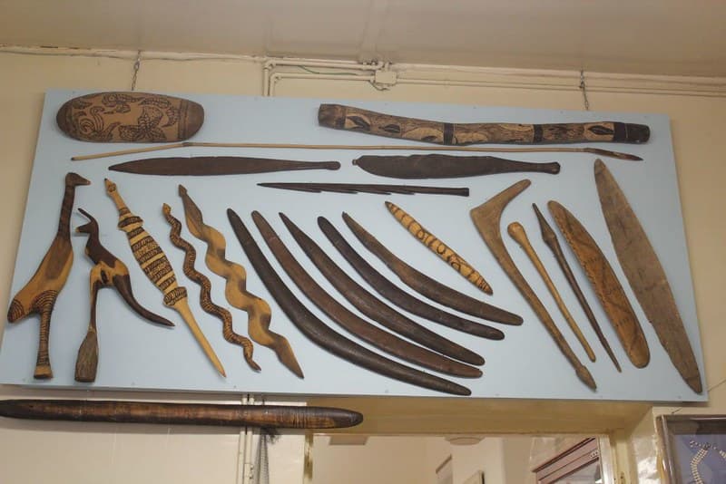Collection of Aboriginal tools and weapons at Stansbury Museum