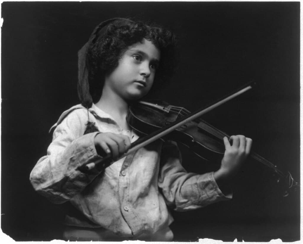 No Known Restrictions: Small Child Playing Violin (LOC)