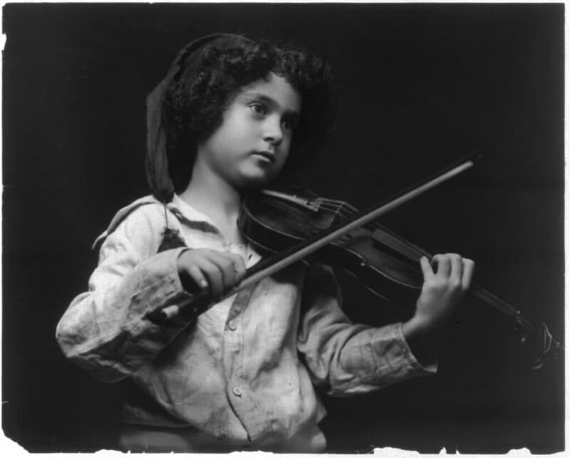No Known Restrictions: Small Child Playing Violin (LOC)