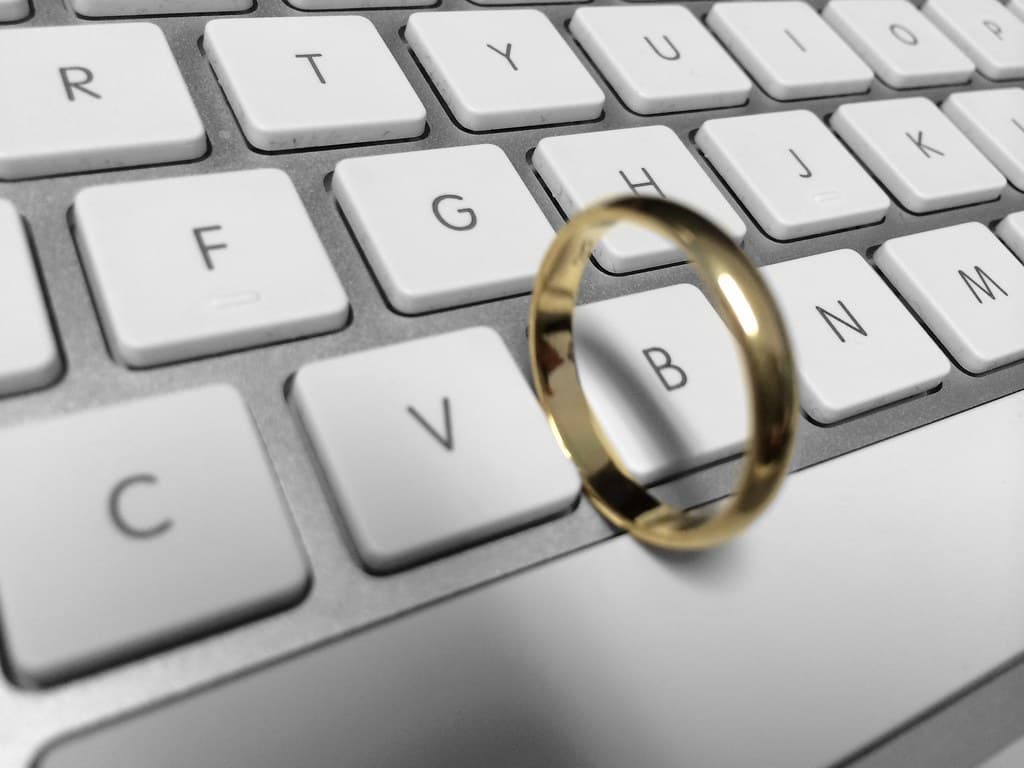 Gold ring on Apple keyboard