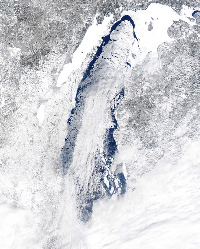 MODIS Satellite Image Lake Michigan Ice Cover