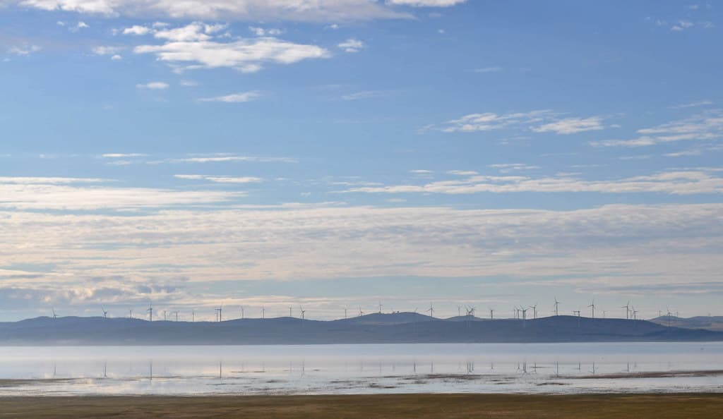 Wind turbines reflected