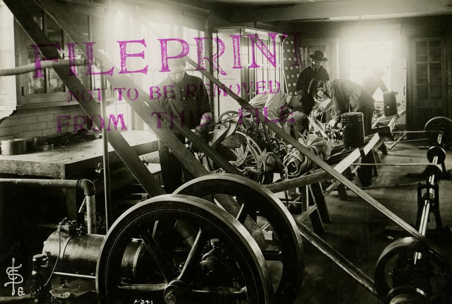 A Group of Students At Work in Binders Machine Room, 1906