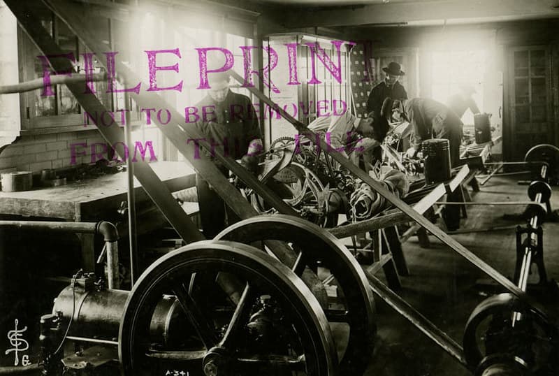 A Group of Students At Work in Binders Machine Room, 1906